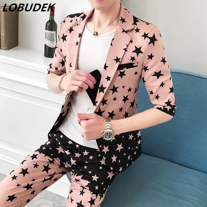 Мужской костюм из 2 предметов, свадебный костюм в Корейском стиле с принтом в виде звезд
Мужской костюм из 2 предметов, свадебный костюм в Корейском стиле с принтом в виде звезд