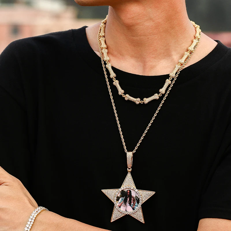 Large Personality Custom Made Photo Star Medallions Necklace Pendant With Full Bling AAA Cubic Zircon Men's Hip Hop Jewelry Gift
Large Personality Custom Made Photo Star Medallions Necklace Pendant With Full Bling AAA Cubic Zircon Men's Hip Hop Jewelry Gift