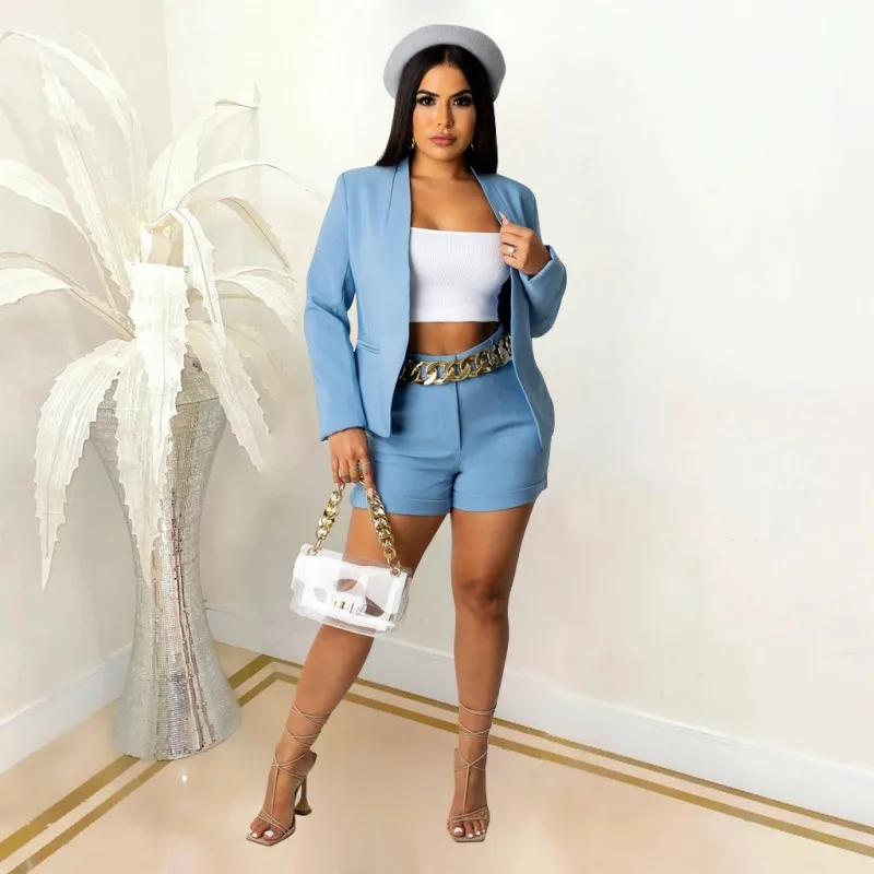 Two Piece Women Shorts Outfits Autumn Fashion Blazer Suit Solid Color Long Sleeve Jacket Casual 2 Piece Female Matching Set
Two Piece Women Shorts Outfits Autumn Fashion Blazer Suit Solid Color Long Sleeve Jacket Casual 2 Piece Female Matching Set