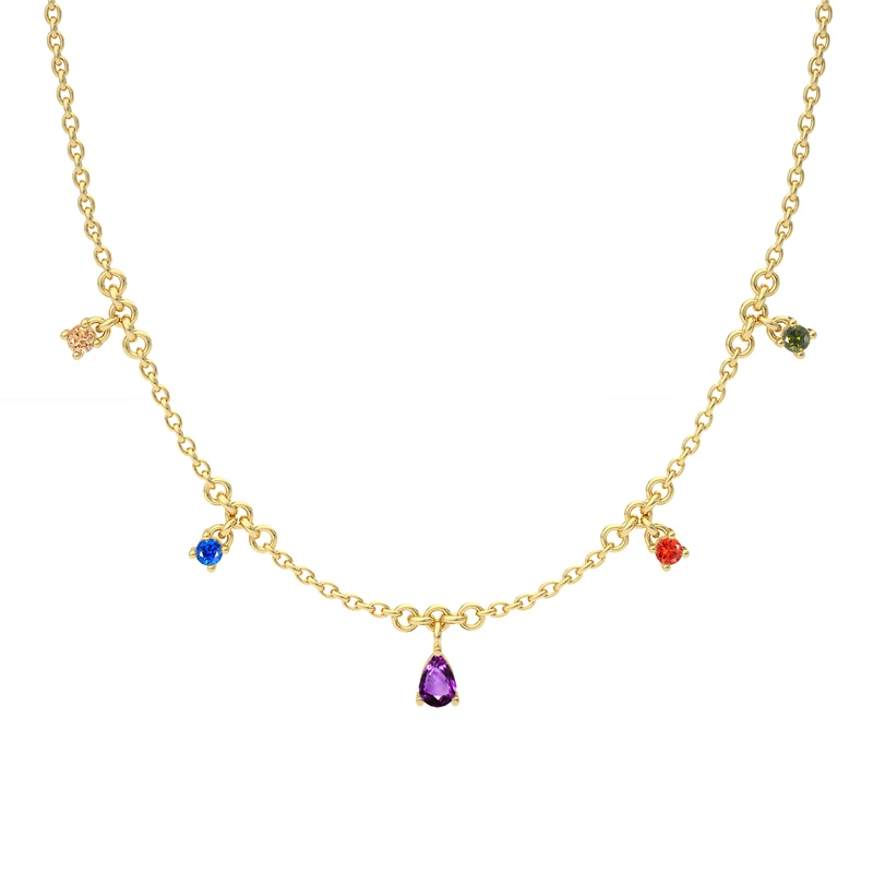 CANNER Colour Diamond Rainbow Zircon Necklace For Women 925 Sterling Silver Jewelry Charming Pendant Chain 18K Choker Collar
CANNER Colour Diamond Rainbow Zircon Necklace For Women 925 Sterling Silver Jewelry Charming Pendant Chain 18K Choker Collar