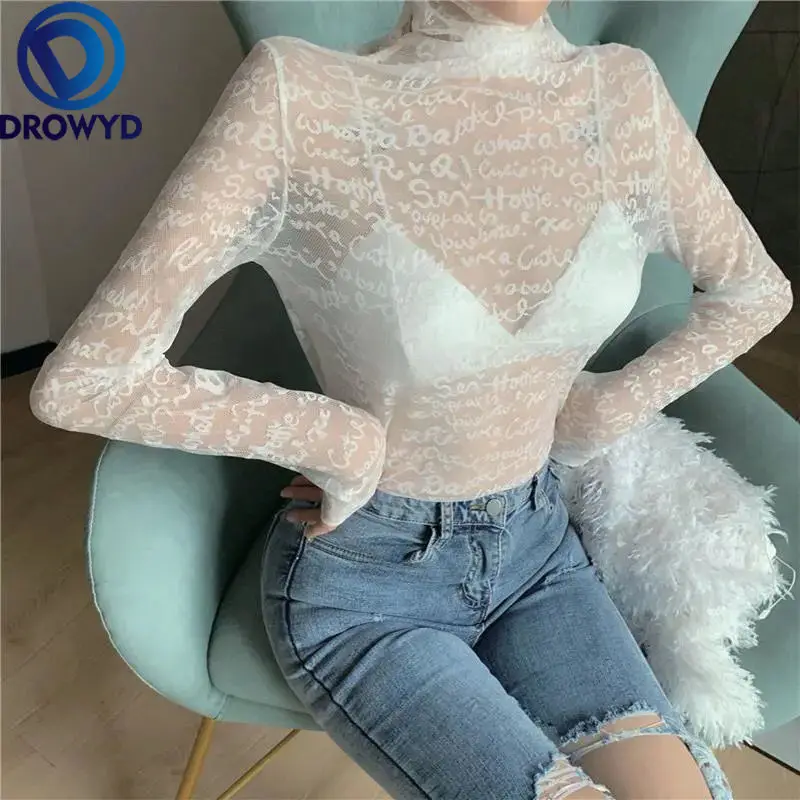 Casual Women Top Long Sleeve Blouses Letter Pattern Transparent Mesh Tops Sexy Streetwear Hip Hop Women Shirt Blusa Mujer
Casual Women Top Long Sleeve Blouses Letter Pattern Transparent Mesh Tops Sexy Streetwear Hip Hop Women Shirt Blusa Mujer