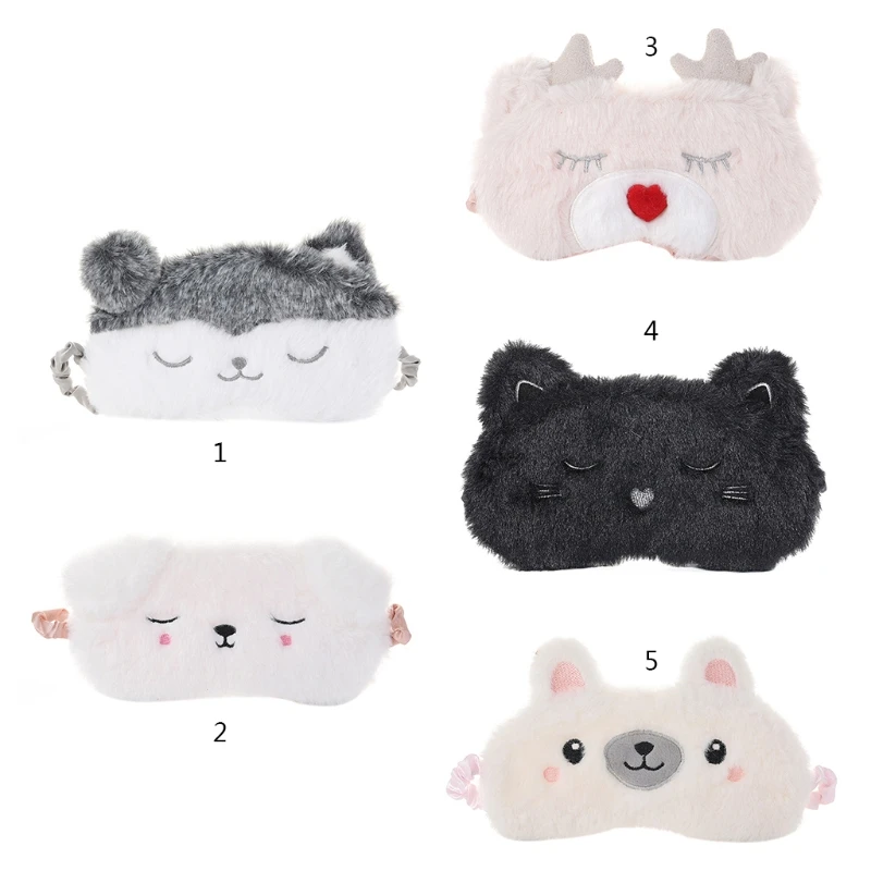 Women Fluffy Plush Sleeping Eye Mask Cute Cartoon Animal Embroidered Satin Lined Eyeshade Cover Travel Nap Blindfold 
Women Fluffy Plush Sleeping Eye Mask Cute Cartoon Animal Embroidered Satin Lined Eyeshade Cover Travel Nap Blindfold