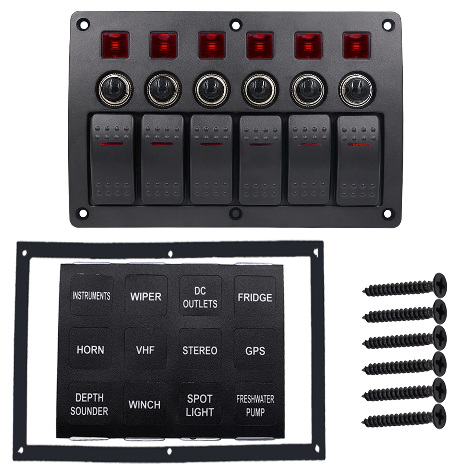 6 Gang Rocker Switch Panel Modifying Motor Homes Universal Car Yacht ABS Led Marine Circuit Breaker Waterproof For Boat Repair
6 Gang Rocker Switch Panel Modifying Motor Homes Universal Car Yacht ABS Led Marine Circuit Breaker Waterproof For Boat Repair
