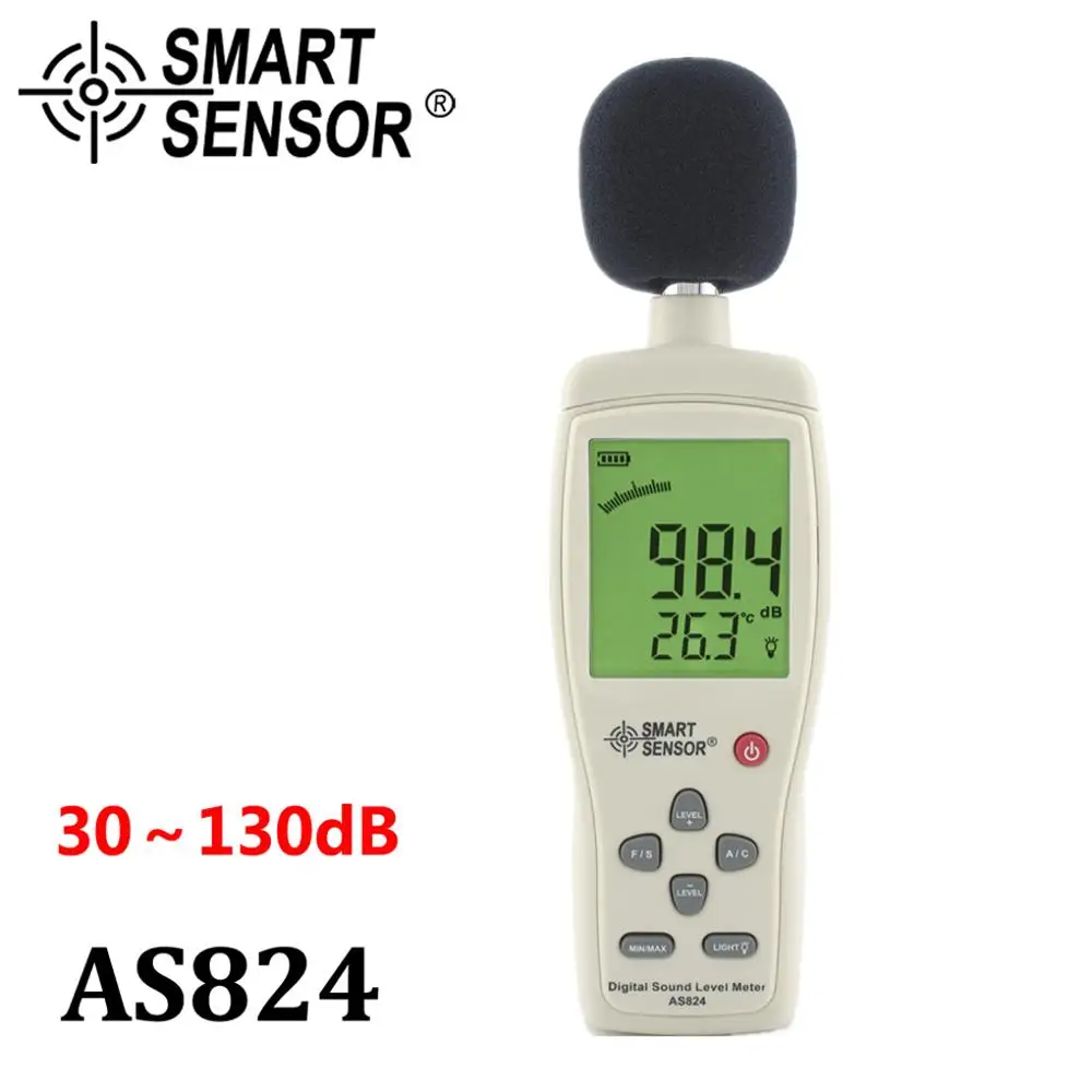 Mini Digital Decibel Measuring Instruments 30~130 DBA 35~130dBC Bedroom Sound Level Meter AS824 Decibel Sound Pressure Tester
Mini Digital Decibel Measuring Instruments 30~130 DBA 35~130dBC Bedroom Sound Level Meter AS824 Decibel Sound Pressure Tester