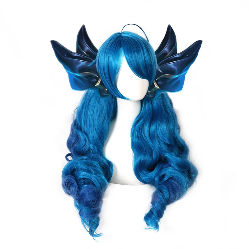 

LoL Gwen Cosplay Wig LoL Cosplay Gradient Blue Long Ponytails Game Wig Halloween Synthetic Hair Heat Resistant