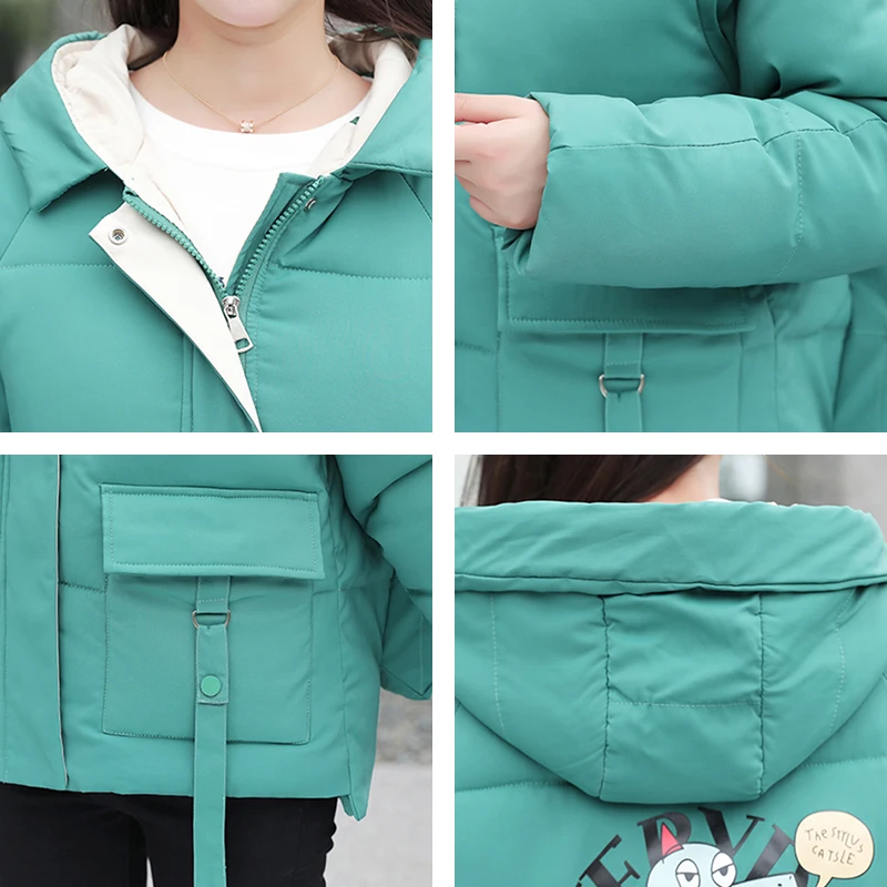 Winter Jackets Women's Cartoon Pattern Short Style Female Cold Coat Hooded Loose Turn Down Collar Thick Outwear Parkas Woman
Winter Jackets Women's Cartoon Pattern Short Style Female Cold Coat Hooded Loose Turn Down Collar Thick Outwear Parkas Woman