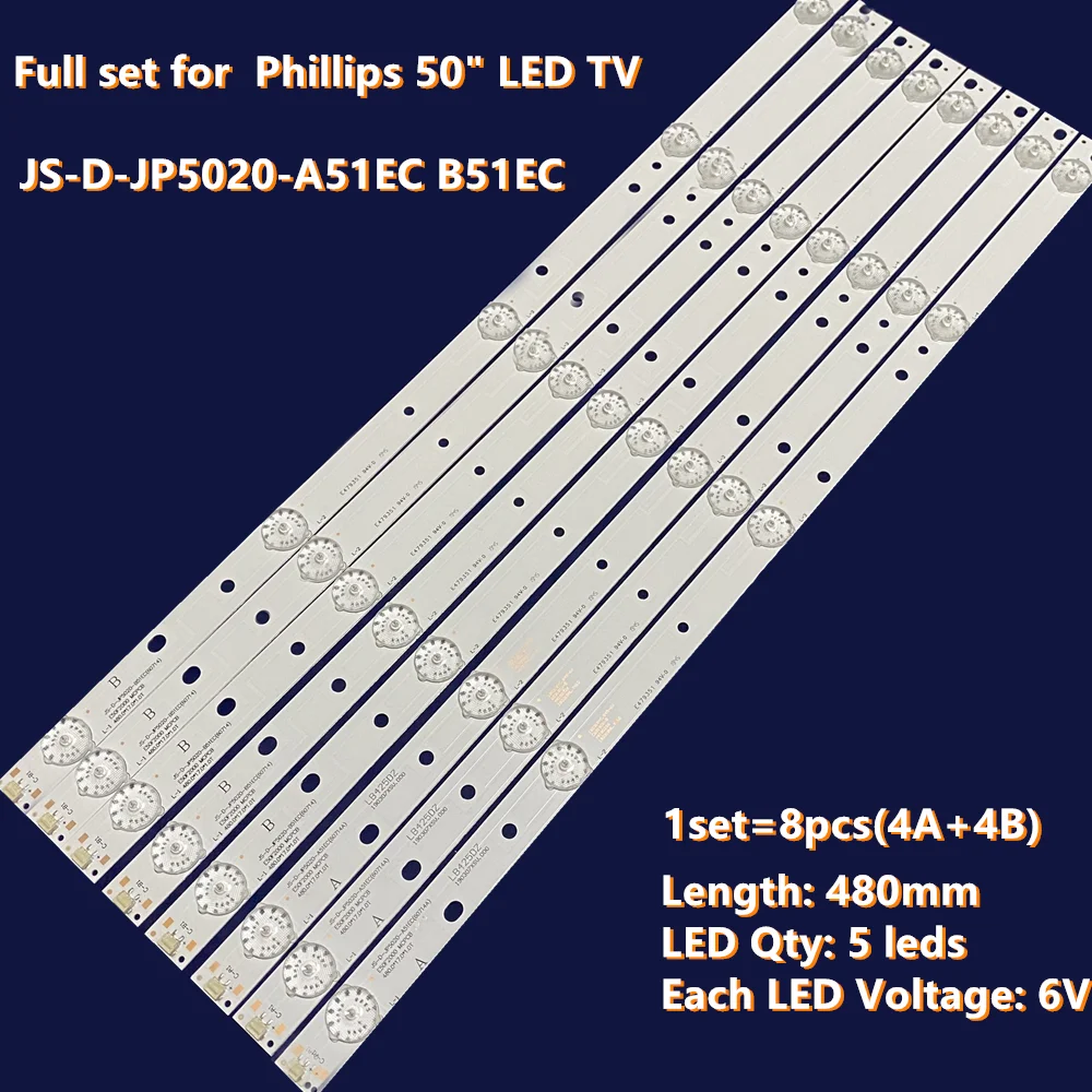 

6kit=48pcs LED Strip For PHI LIPS 50'' JS-D-JP5020-A51EC JS-D-JP5020-B51EC D50-F2000 LED50FHDS E50F2000