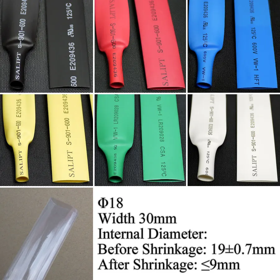 1M 18 mm Heat Shrinking Tube 2:1 Shrinkage Ratio Polyolefin Insulated Wrap Wire Kit Electronic Line Repair Cable Sleeve UL RoHS
1M 18 mm Heat Shrinking Tube 2:1 Shrinkage Ratio Polyolefin Insulated Wrap Wire Kit Electronic Line Repair Cable Sleeve UL RoHS