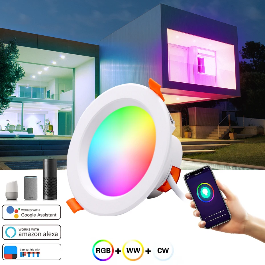 Tuya WiFi Smart LED Downlight 110V 220V Dimming Spotlight RGB+RGBWW+RGBCW Music Mode Voice Control Work with Alexa Google Home
Tuya WiFi Smart LED Downlight 110V 220V Dimming Spotlight RGB+RGBWW+RGBCW Music Mode Voice Control Work with Alexa Google Home