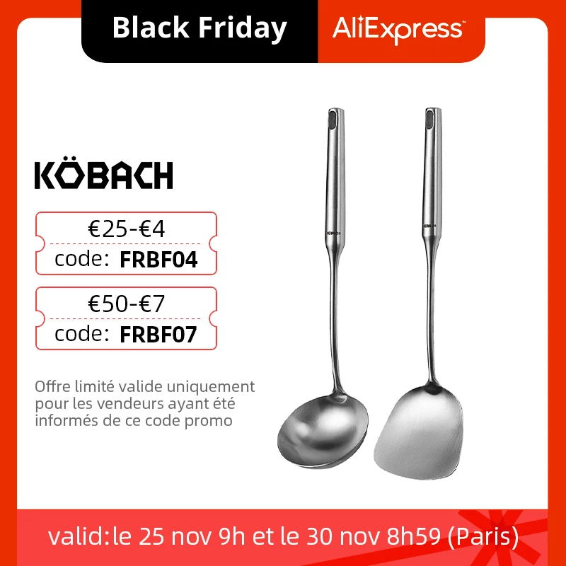 KOBACH stainless steel cooking spatula cooking spoon kitchenware round handle grip cooking tools kit cooking utensils
KOBACH stainless steel cooking spatula cooking spoon kitchenware round handle grip cooking tools kit cooking utensils
