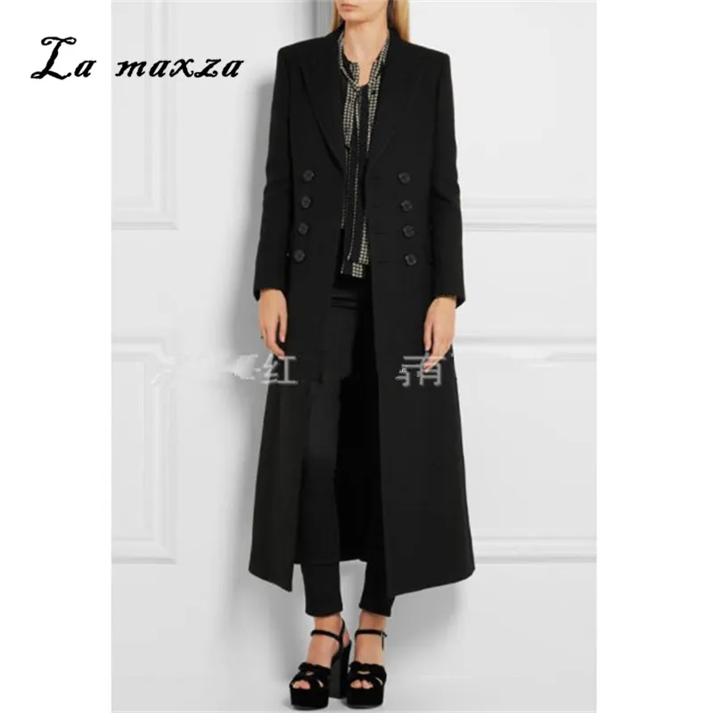 Korean Style Plus Size Female Coat Double Breasted Fashion Elegant Office Lady Black Long Coat
Korean Style Plus Size Female Coat Double Breasted Fashion Elegant Office Lady Black Long Coat