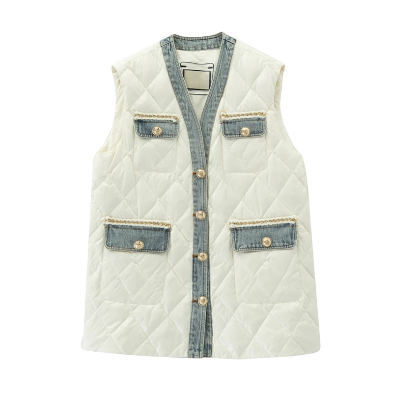 TWOTWINSTYLE Casual Patchwork Pocket Vest For Women V Neck Sleeveless Black Cotton Coat Female Winter Fashionable New Clothing
TWOTWINSTYLE Casual Patchwork Pocket Vest For Women V Neck Sleeveless Black Cotton Coat Female Winter Fashionable New Clothing