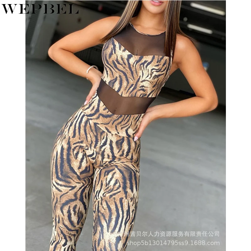 Женский элегантный Леопардовый сетчатый комбинезон WEPBEL с вырезами, женские сексуальные модные узкие брюки с лямкой на шее и высокой талией
Женский элегантный Леопардовый сетчатый комбинезон WEPBEL с вырезами, женские сексуальные модные узкие брюки с лямкой на шее и высокой талией