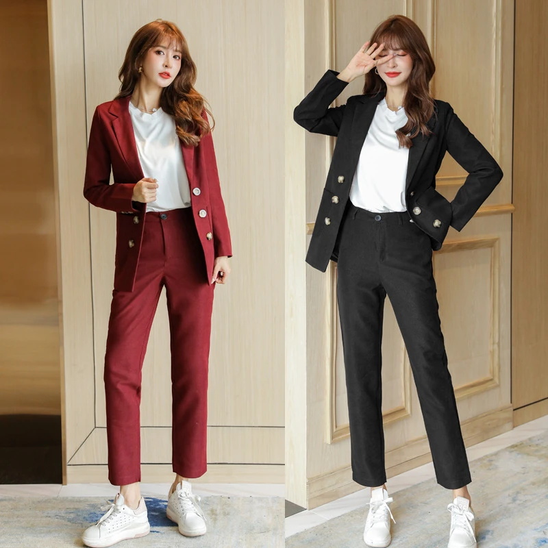 Women's Suit Office Set For Work Lady 2 Pieces Set High Street Casual Plus Size Double Breasted Jacket Blazer Straight-leg Pants
Women's Suit Office Set For Work Lady 2 Pieces Set High Street Casual Plus Size Double Breasted Jacket Blazer Straight-leg Pants