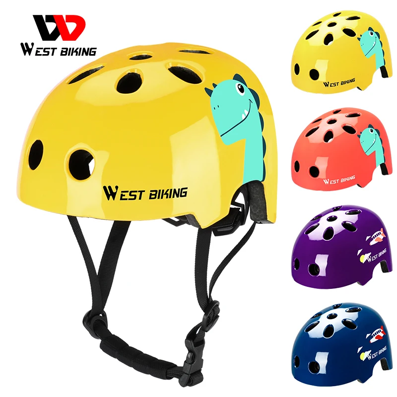 

WEST BIKING Детский велосипедный шлем из пенополистирола Сверхлегкая детская Защитная Экипировка для девочек и мальчиков велосипедная Спортивная мультяшная Защитная шапка шлем