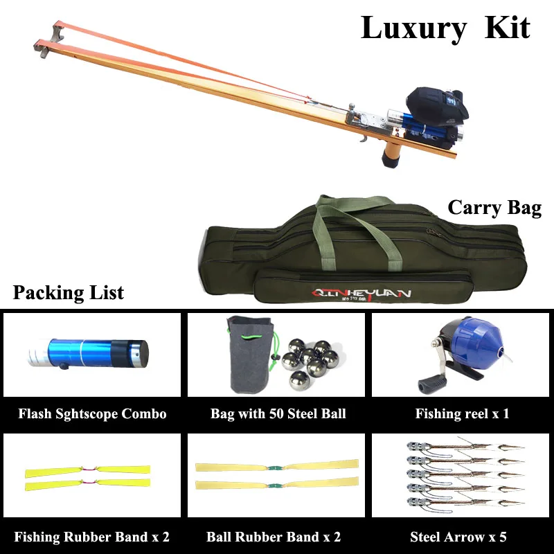 Golden Elf Slingshot Hunting Fishing Bow extensible Catapult Reel Multi-function Steel Ball Ammo Arrow Shooting Retractable Rod
Golden Elf Slingshot Hunting Fishing Bow extensible Catapult Reel Multi-function Steel Ball Ammo Arrow Shooting Retractable Rod