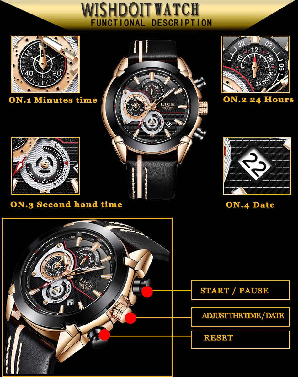 Trend Men Luxury Quartz Casual Business Leather Watches Casual Military Sports Waterproof Wristwatch Male Clock LIGE 9863
Trend Men Luxury Quartz Casual Business Leather Watches Casual Military Sports Waterproof Wristwatch Male Clock LIGE 9863