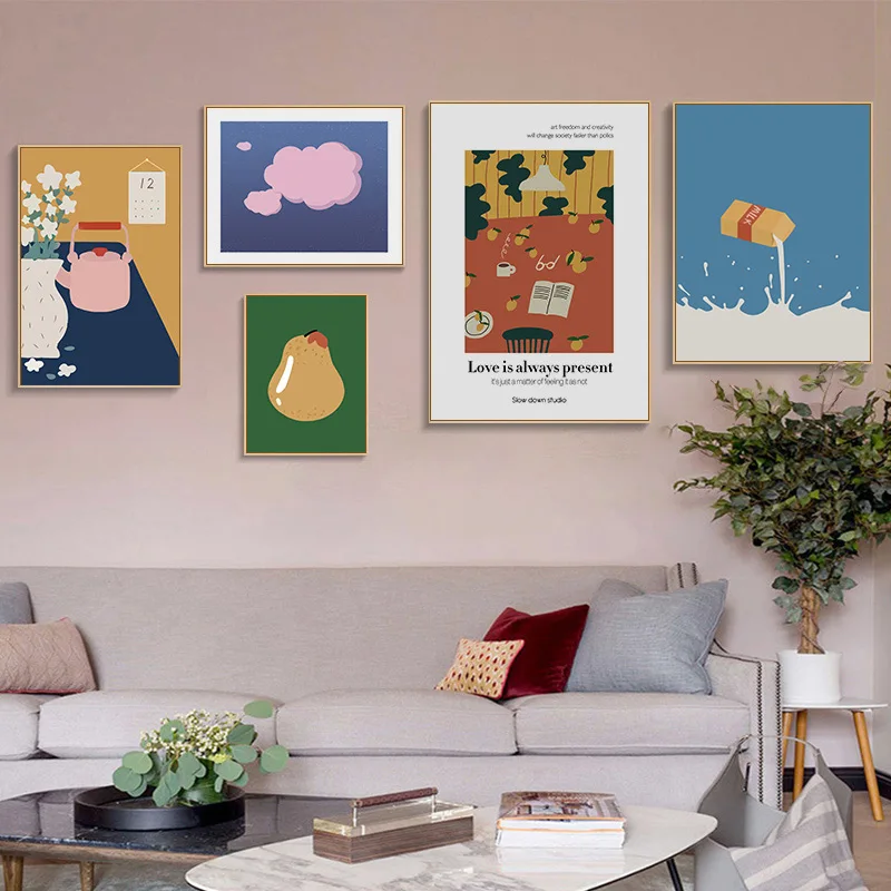 Abstract Wall Art Poster Milk Pear Orange Fruits Cloud Canvas Painting Flower Funny Life Illustration Print Vintage Home Decor
Abstract Wall Art Poster Milk Pear Orange Fruits Cloud Canvas Painting Flower Funny Life Illustration Print Vintage Home Decor