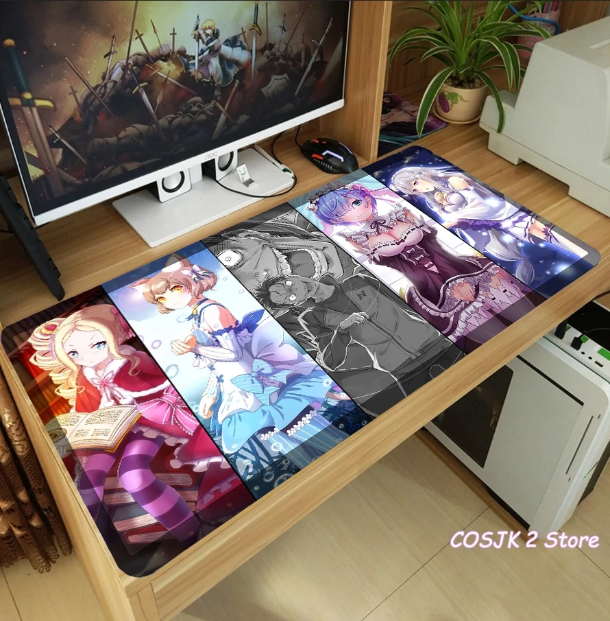 

Anime Re Zero Emilia Rem Mouse Pad Thicken Laptop Gaming Mice Mat Desk Keyboard Mat Anti-Slip Playmat Home Decoraye Xmas Gifts