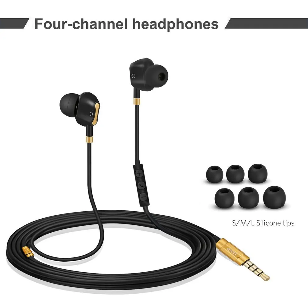 

LESHP Four-channel Headphone D8 High Resolution Heavy Bass In-ear Headphones Earbud With Mic For SmartPhones