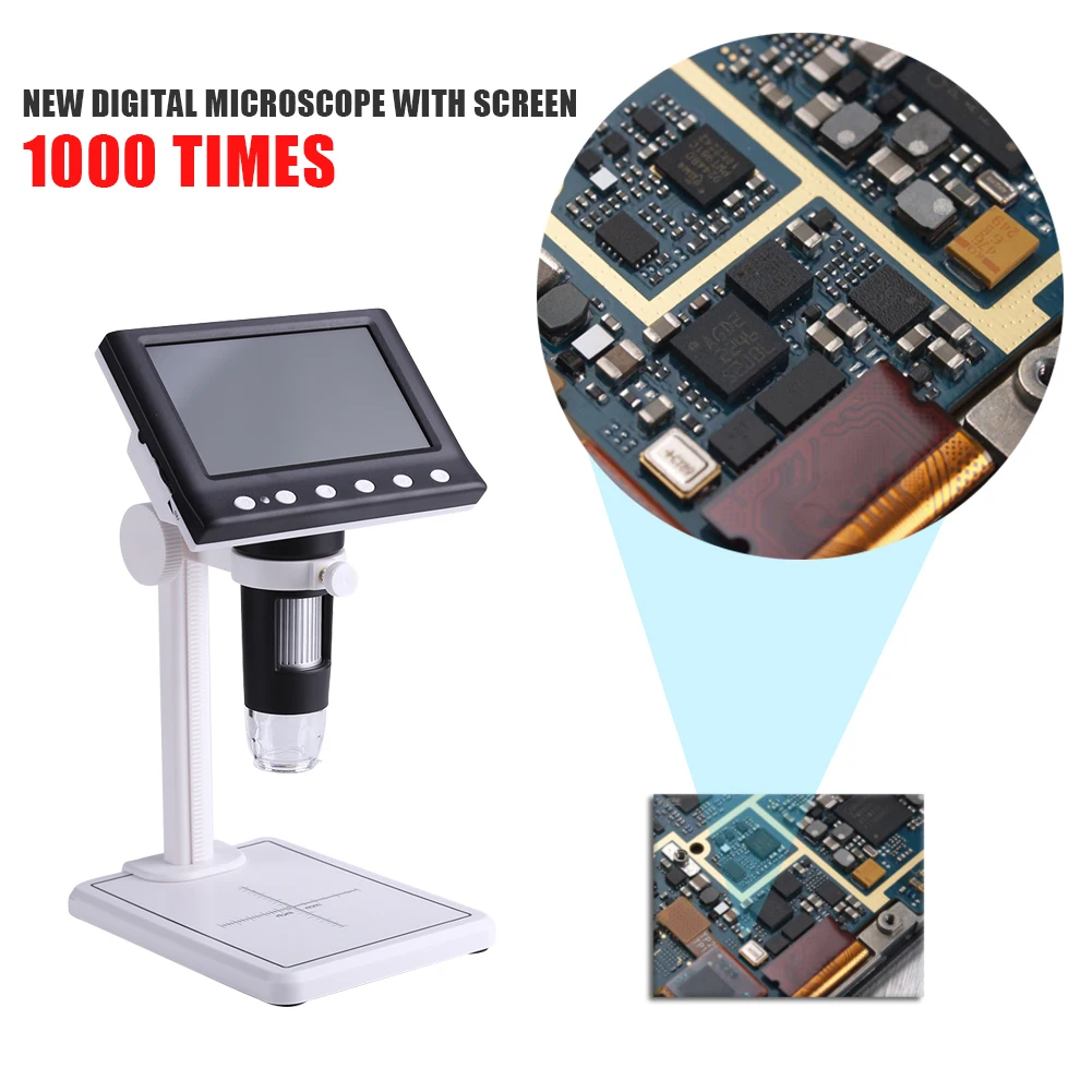Digital Microscope Electronic 2MP LCD Display 1000X Magnifier Soldering Electronic Microscopes with 8 LED Lights 4.3 Inch
Digital Microscope Electronic 2MP LCD Display 1000X Magnifier Soldering Electronic Microscopes with 8 LED Lights 4.3 Inch