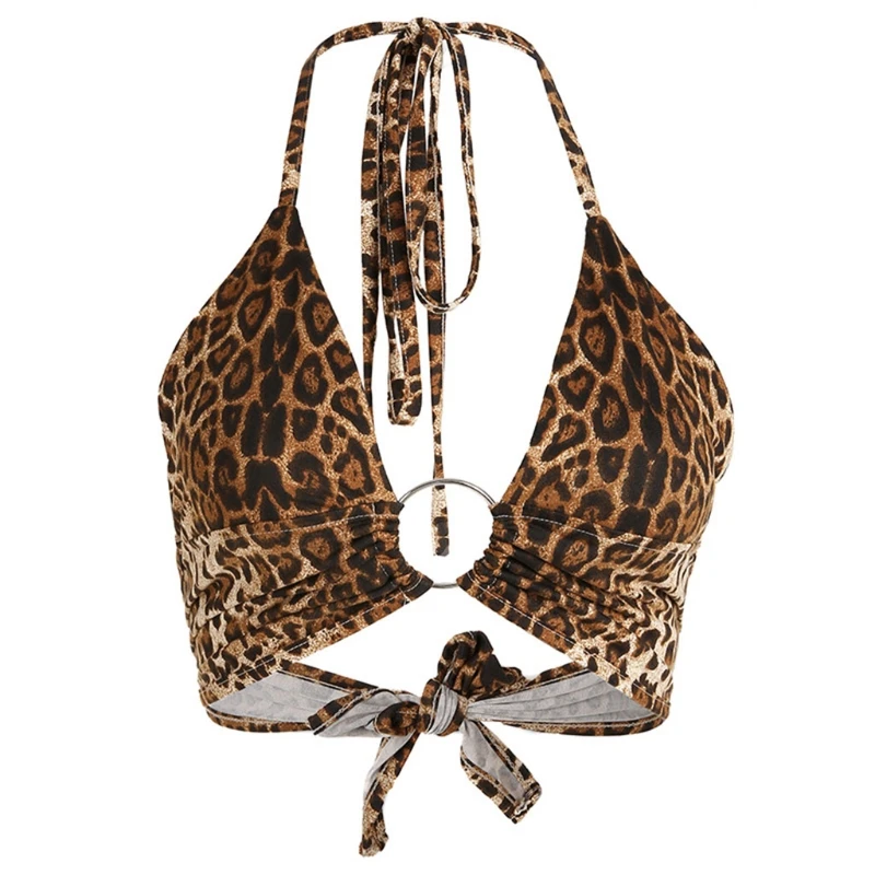 Women Sexy Deep V Neck Halter Camisole Vintage Leopard Print Ruched O-Ring Crop Top Knot Tie Backless Casual Bralette
Women Sexy Deep V Neck Halter Camisole Vintage Leopard Print Ruched O-Ring Crop Top Knot Tie Backless Casual Bralette