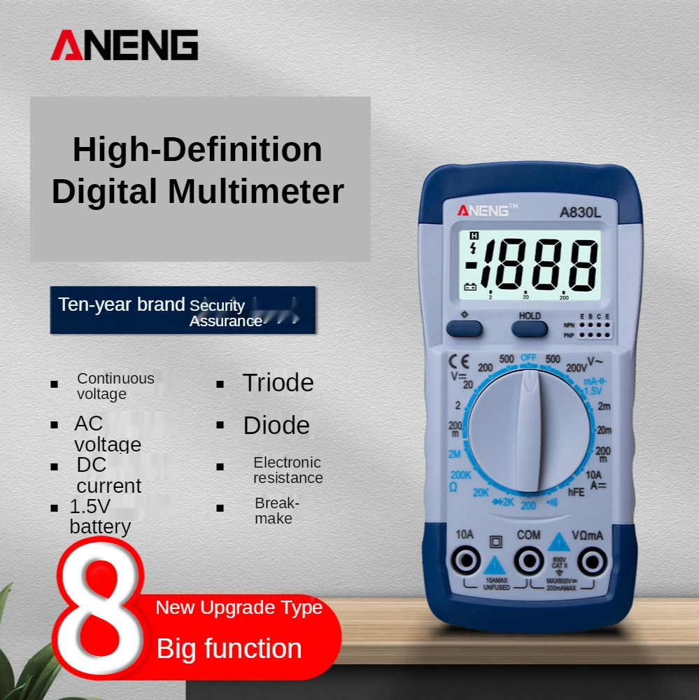 ANENG Smart A830L Multimeter Multifunction Universal Meter Household Electrician Instrumentation Voltage Ammeter
ANENG Smart A830L Multimeter Multifunction Universal Meter Household Electrician Instrumentation Voltage Ammeter