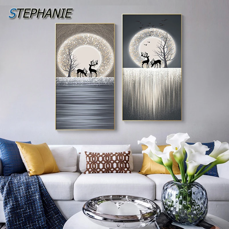 Modern Landscape Posters Animals Deer Bird Wall Art Canvas Painting Nordic Tree Moon Wall Pictures Prints for Living Room Decor
Modern Landscape Posters Animals Deer Bird Wall Art Canvas Painting Nordic Tree Moon Wall Pictures Prints for Living Room Decor