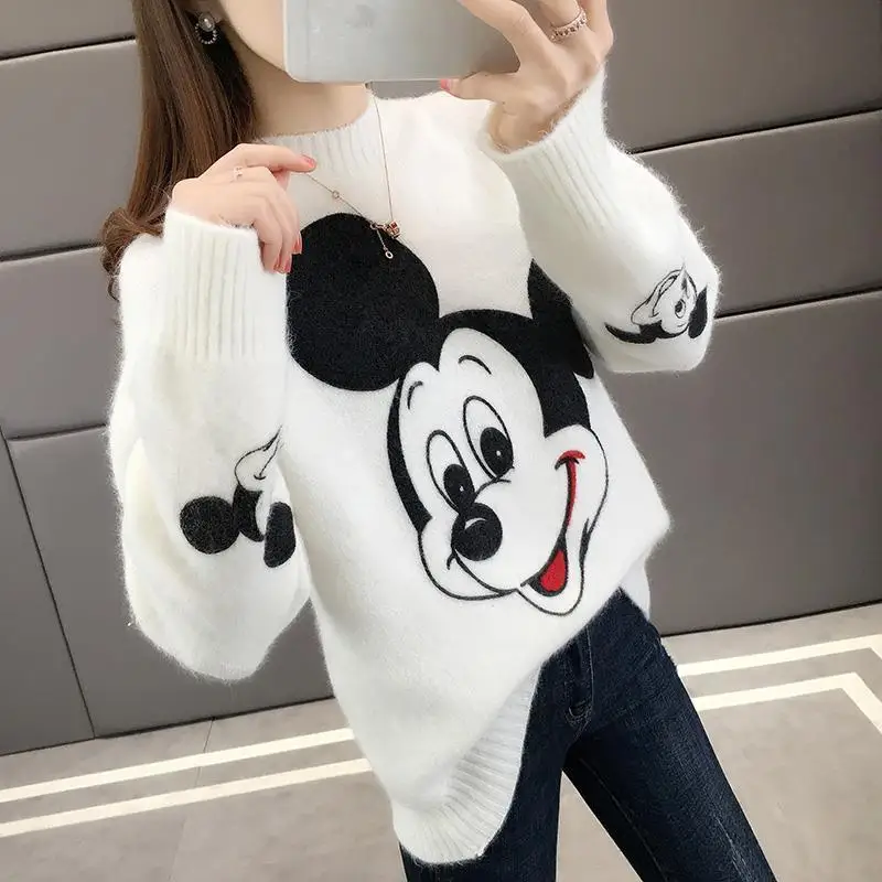 Disney Mickey Mouse Autumn Winter Knitted Jumper Tops turtleneck Pullovers Casual Sweaters Women Long Sleeve Loose Sweater Girls
Disney Mickey Mouse Autumn Winter Knitted Jumper Tops turtleneck Pullovers Casual Sweaters Women Long Sleeve Loose Sweater Girls