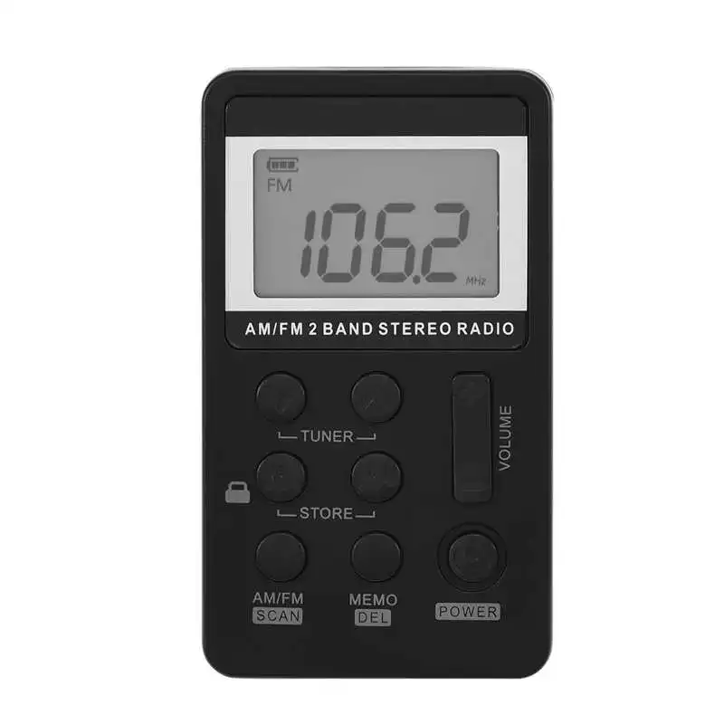 Мини AM/FM-радио 2 диапазона стерео карманный радиоприемник с ЖК-дисплеем