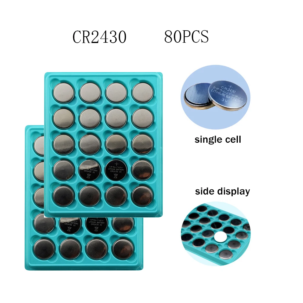 CR2430 80 шт. 270 мАч кнопочные батареи, литиевая батарея 3 в CR 2430 BR2430 DL2430 KL2430 для часов, электронных игрушек, пультов дистанционного управления
CR2430 80 шт. 270 мАч кнопочные батареи, литиевая батарея 3 в CR 2430 BR2430 DL2430 KL2430 для часов, электронных игрушек, пультов дистанционного управления