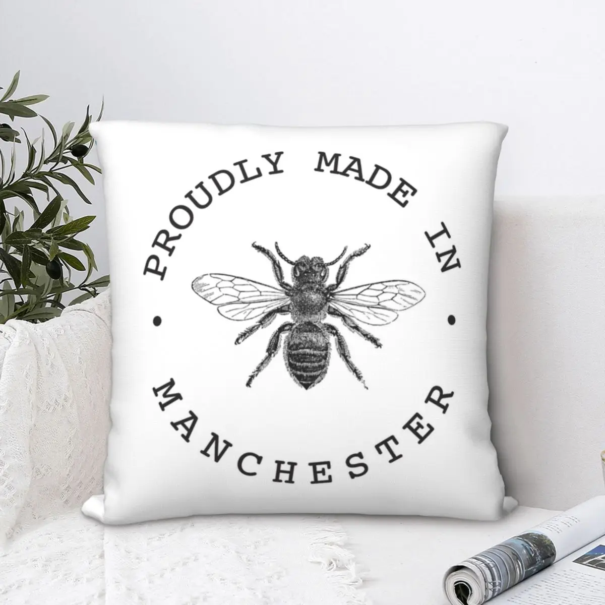 

Manchester Worker Bee Square Pillowcase Cushion Cover Spoof Home Decorative Polyester for Room Nordic 45*45cm