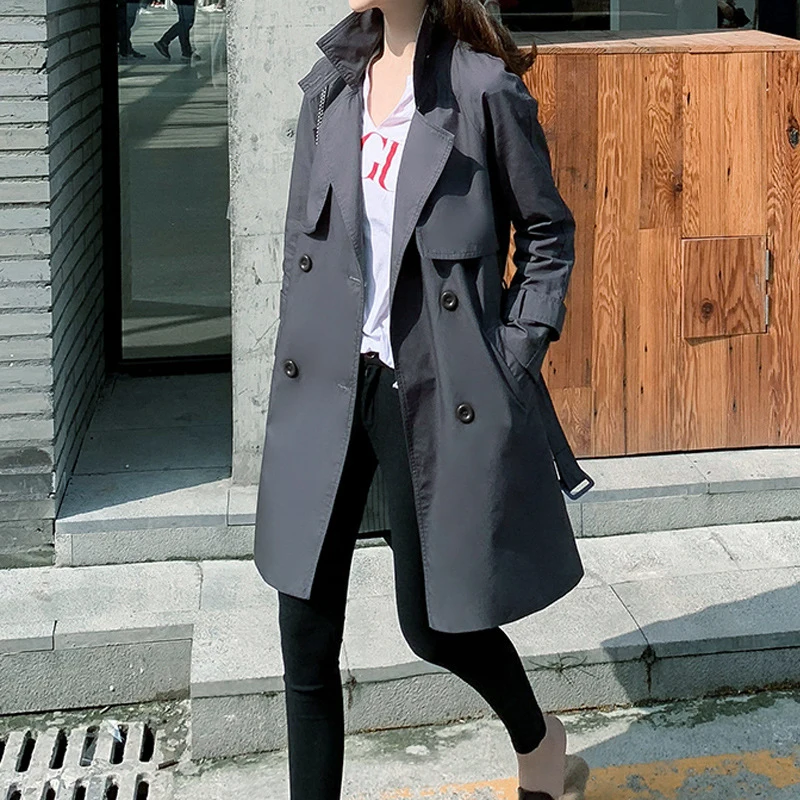 Trench Coat Women Gray Double-breasted Spring / Autumn Women's Coat Loose Long Sections Windbreaker Ladies Casual Coat
Trench Coat Women Gray Double-breasted Spring / Autumn Women's Coat Loose Long Sections Windbreaker Ladies Casual Coat