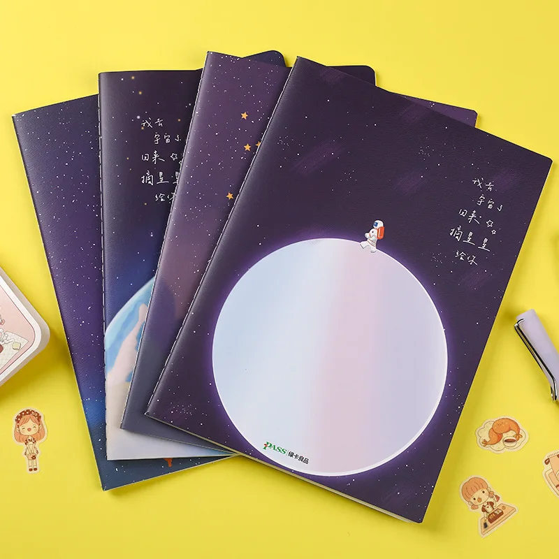 

4PCS Student Car Line B5 Notebook Ins Wind Small Fresh Large Starry Sky Literary Style Thick Notebook Kawaii Notebook