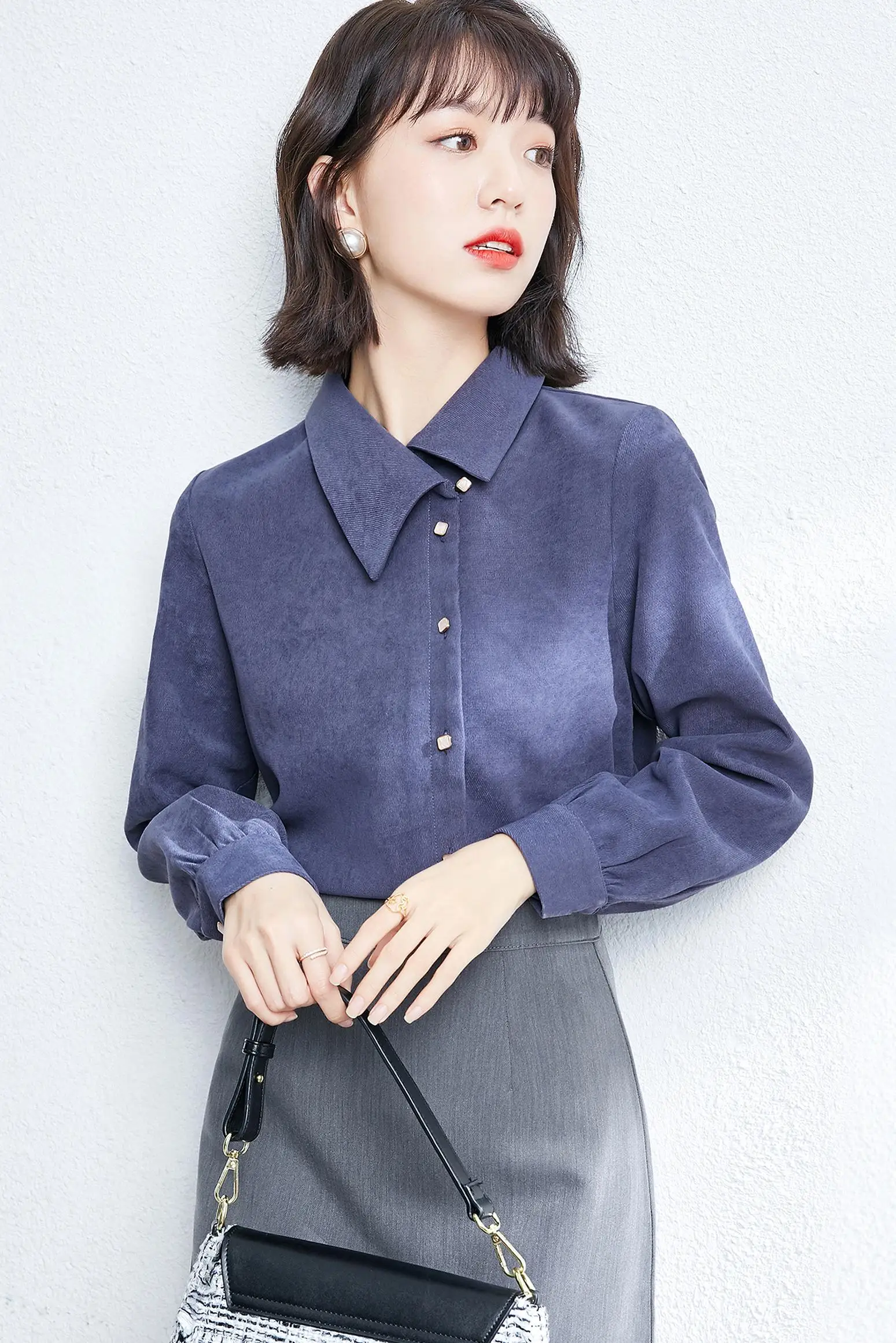 COIGARSAM French Style Full Sleeve Shirt Womens tops Spring Women shirts Blue Haze 1129
COIGARSAM French Style Full Sleeve Shirt Womens tops Spring Women shirts Blue Haze 1129