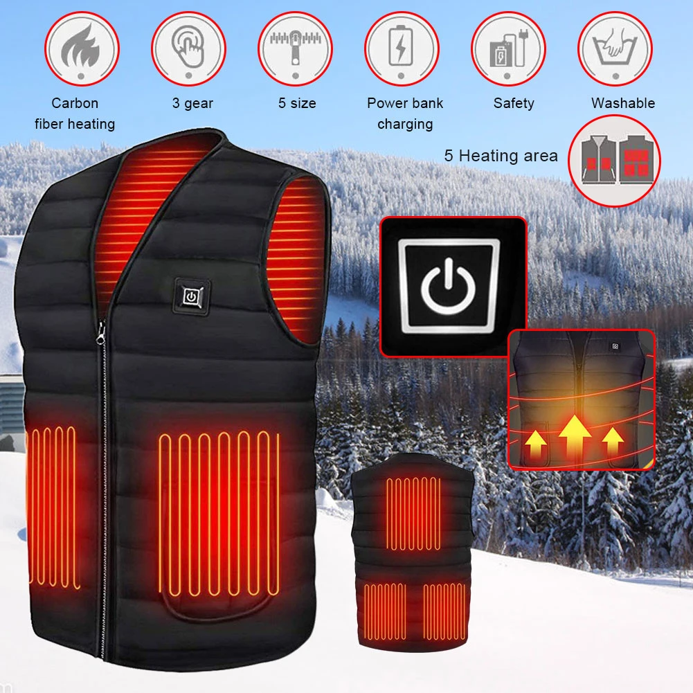 5 Places Heated Vest Men Women Usb Heated Jacket Heating Thermal Clothing Hunting Winter Fashion Heat Jacket Black 3XL 4XL
5 Places Heated Vest Men Women Usb Heated Jacket Heating Thermal Clothing Hunting Winter Fashion Heat Jacket Black 3XL 4XL