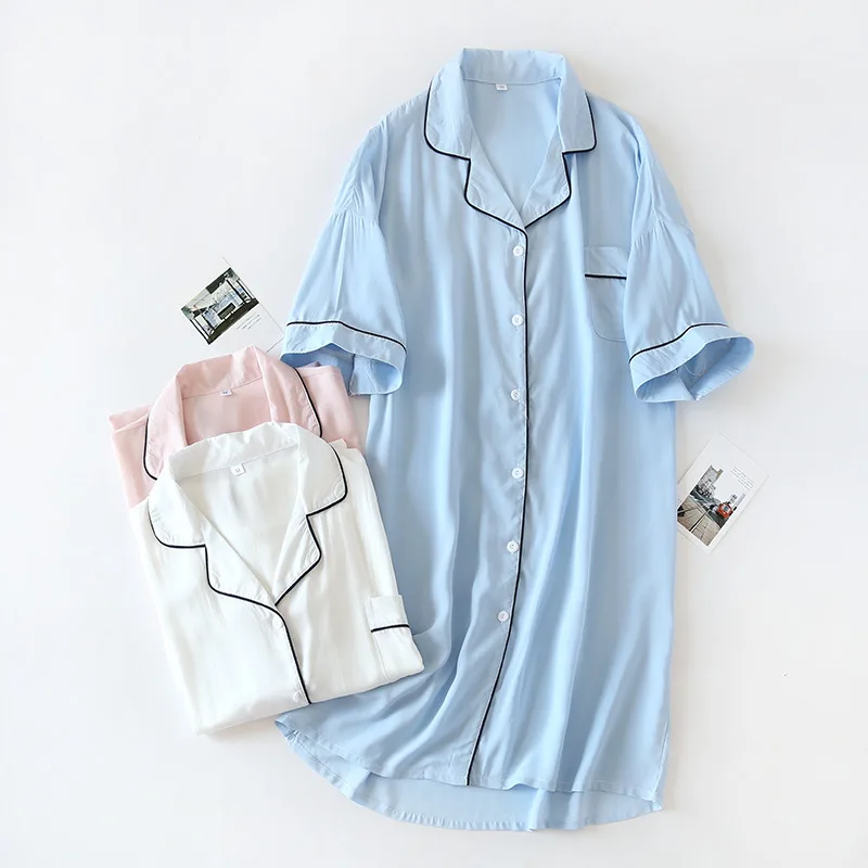 Summer Short-sleeved Simple Natural Cotton Nightdress Women Lapel Open Collar Loose Solid Color Home Service Women Night Gown
Summer Short-sleeved Simple Natural Cotton Nightdress Women Lapel Open Collar Loose Solid Color Home Service Women Night Gown