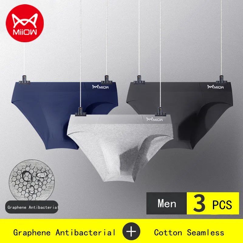 MiiOW 3pcs Men's Briefs Men Cotton Seamless Underwear Mid-waist Boxers Short Graphene Antibacterial Boxershorts Breather Panties
MiiOW 3pcs Men's Briefs Men Cotton Seamless Underwear Mid-waist Boxers Short Graphene Antibacterial Boxershorts Breather Panties
