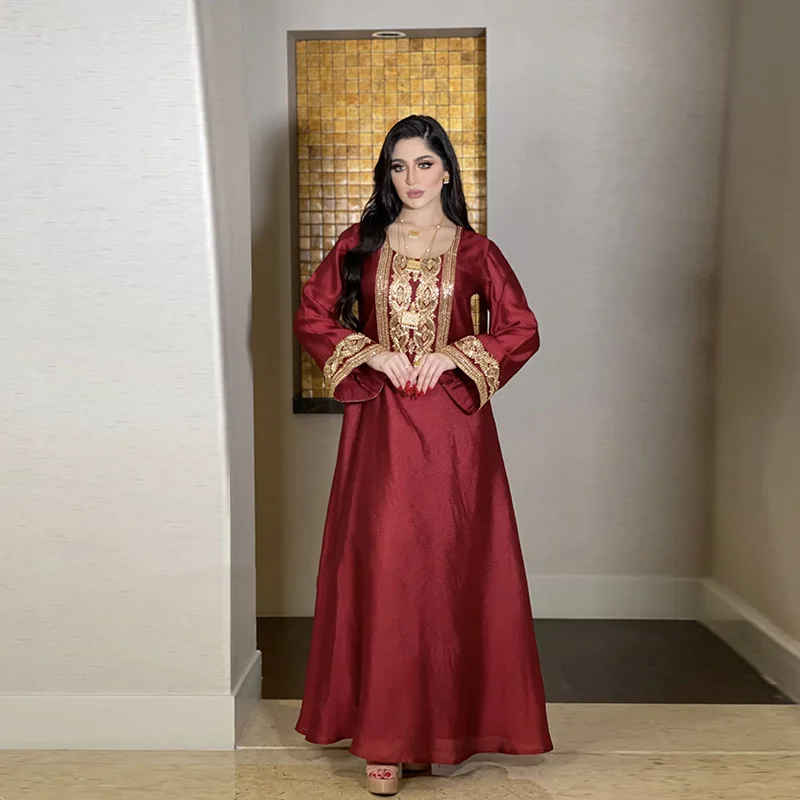 

2023 Ramadan Eid Abaya Dress for Women Modest Embroidery Jalabiya Moroccan Caftan Dubai Arabic Muslim Ethnic Robe Vestidos Gown