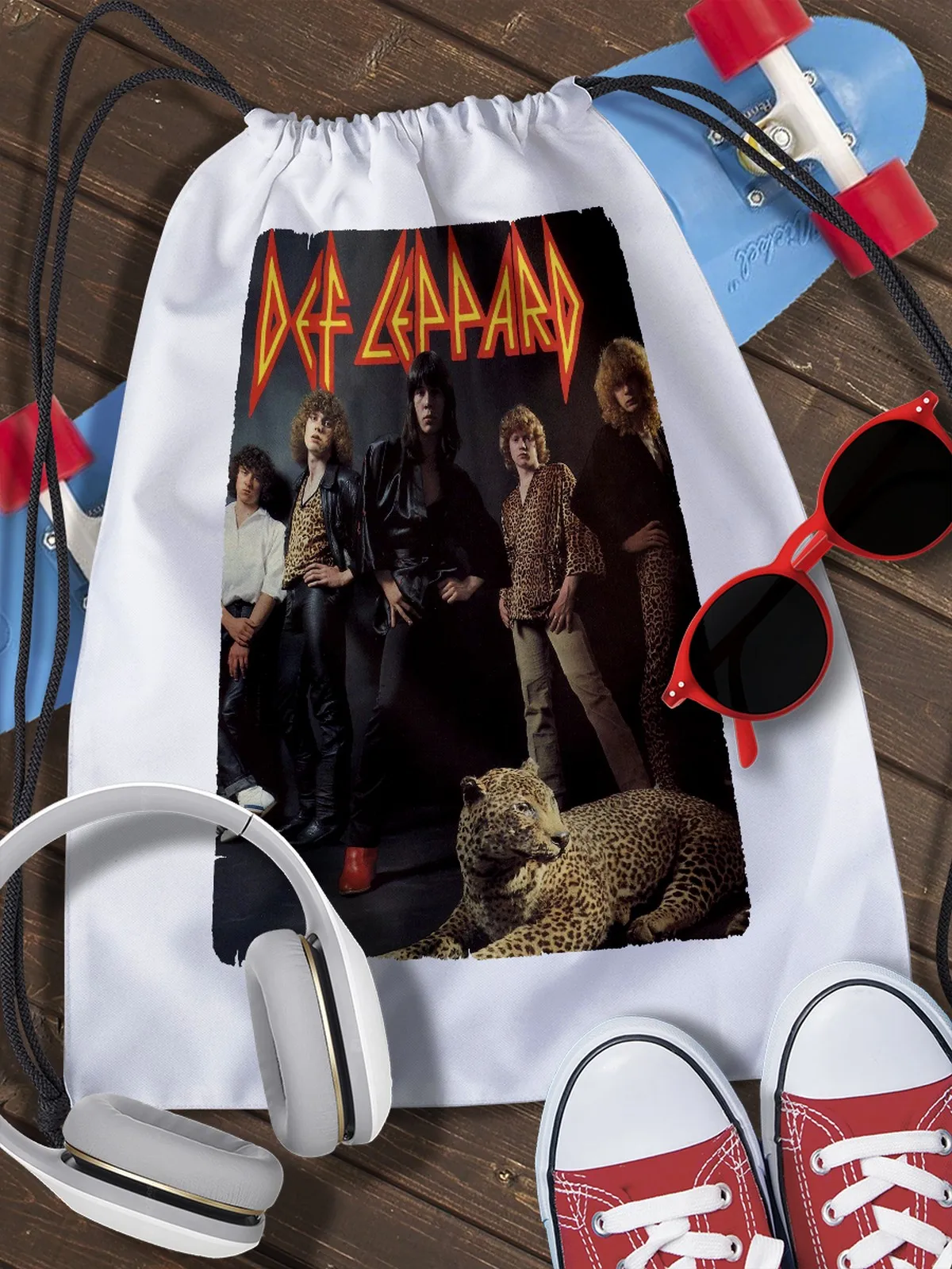 Сумка мешок для обуви Def Leppard (Дёф Лепард музыка рок хардрок хэви-метал Джо Эллиотт