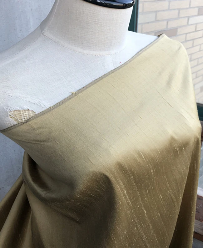 100cm*136cm Khaki Evening Dress Material Doupion Silk Fabric Quality Yarn Dyed | Дом и сад