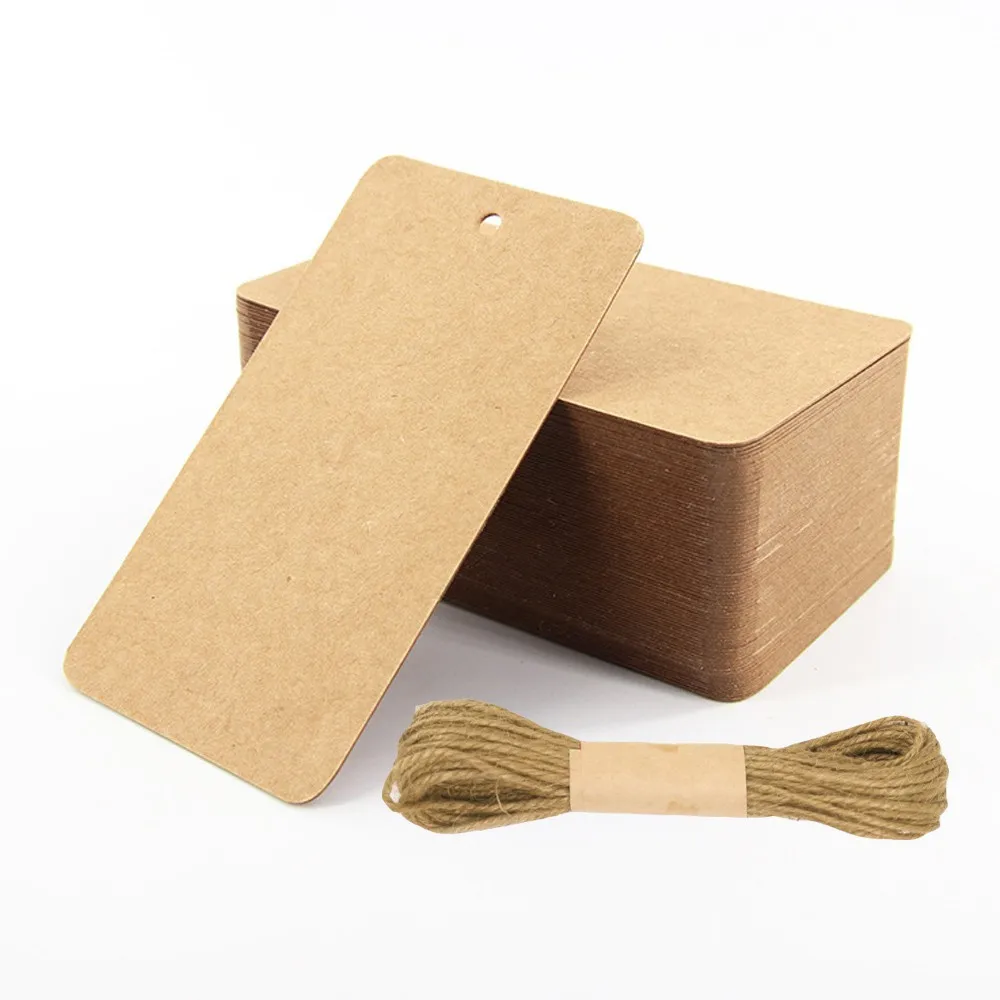 

Kraft Paper Tags 50pcs Balck White Paper Blank Gift Tags with 10 Meters Strings for Arts and Crafts Price Tag Wedding Christmas