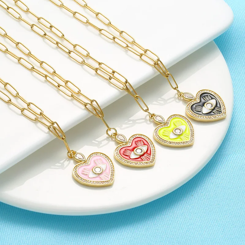 Y2K Turkish Evil Eyes Enamel Pendant Necklace Heart-Shaped CZ Inlaid Zircons Long Necklaces For Women Girls Lucky Jewelry Gifts
Y2K Turkish Evil Eyes Enamel Pendant Necklace Heart-Shaped CZ Inlaid Zircons Long Necklaces For Women Girls Lucky Jewelry Gifts