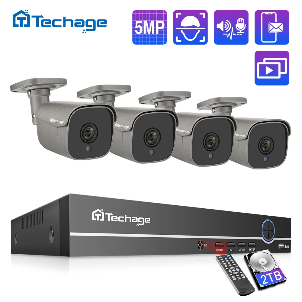 Techage HD 5MP 8CH POE Video Security Camera System Two-way Audio Face Detetcion Waterproof Outdoor CCTV Video Surveillance Set
Techage HD 5MP 8CH POE Video Security Camera System Two-way Audio Face Detetcion Waterproof Outdoor CCTV Video Surveillance Set