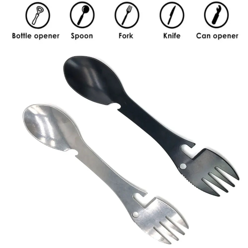 Multifunctional tableware portable camping picnic 5 in 1 stainless steel lightweight knife spoon fork bottle opener outdoor tool
Multifunctional tableware portable camping picnic 5 in 1 stainless steel lightweight knife spoon fork bottle opener outdoor tool