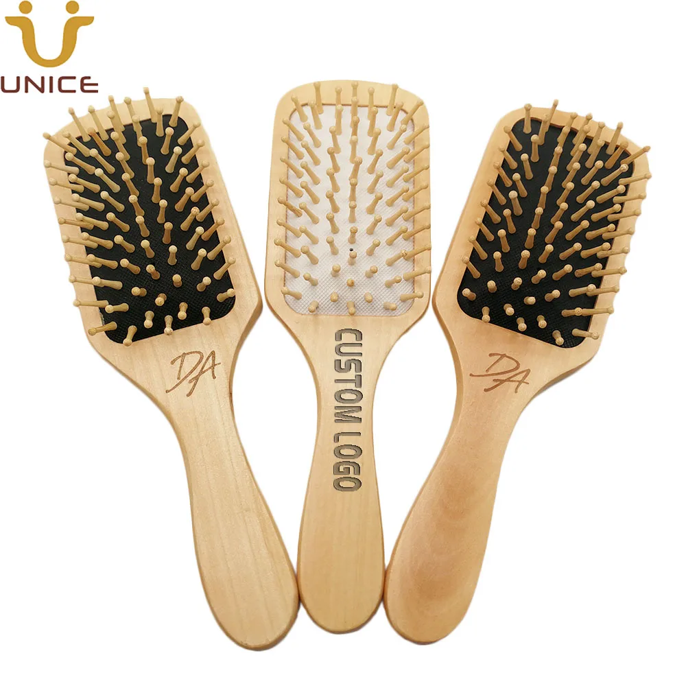 

MOQ100pcs Customize LOGO Square Paddle Hair Brush with Soft Cushion Detangling Flat Hair Brush Hygienical Brush Barber Shop Comb