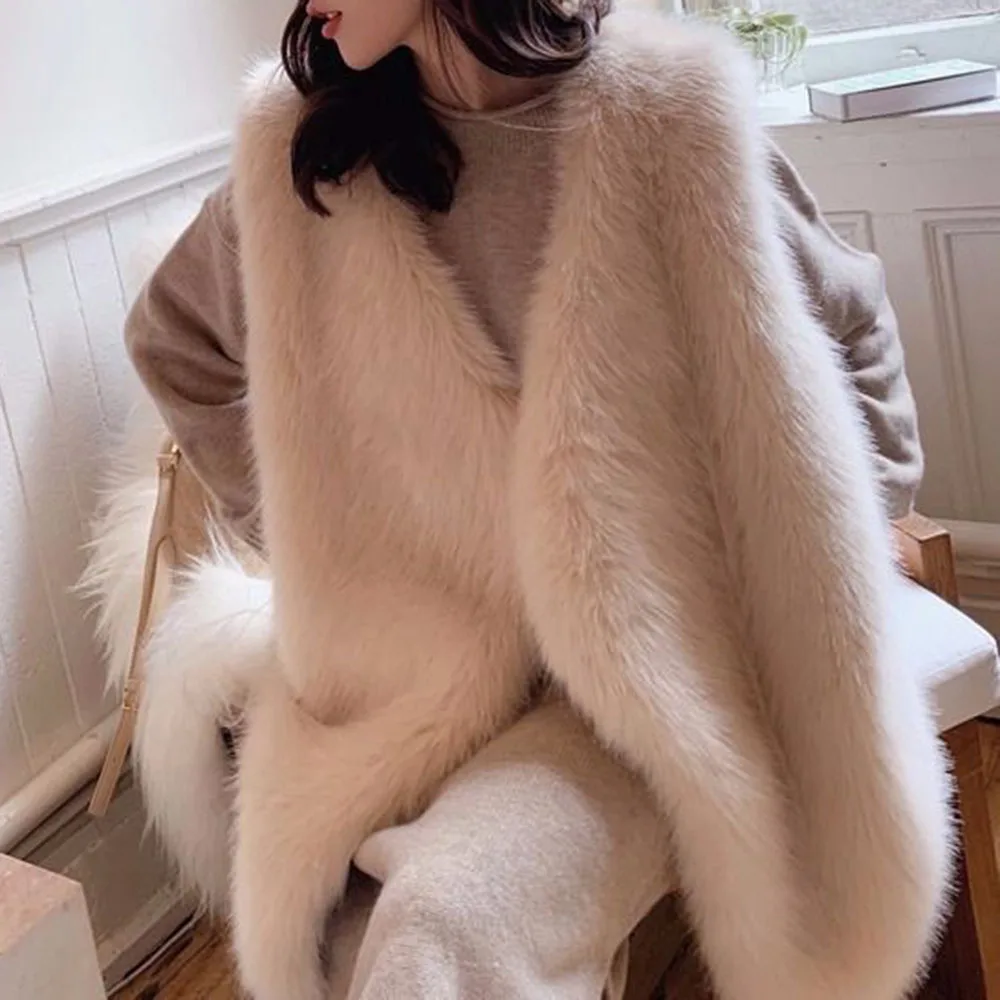 Women's Faux Fur Overcoat Waistcoat Mid-length Autumn Winter Korean Fashion Imitation Fur Vest Coat Elegant Sleeveless Outwear
Women's Faux Fur Overcoat Waistcoat Mid-length Autumn Winter Korean Fashion Imitation Fur Vest Coat Elegant Sleeveless Outwear