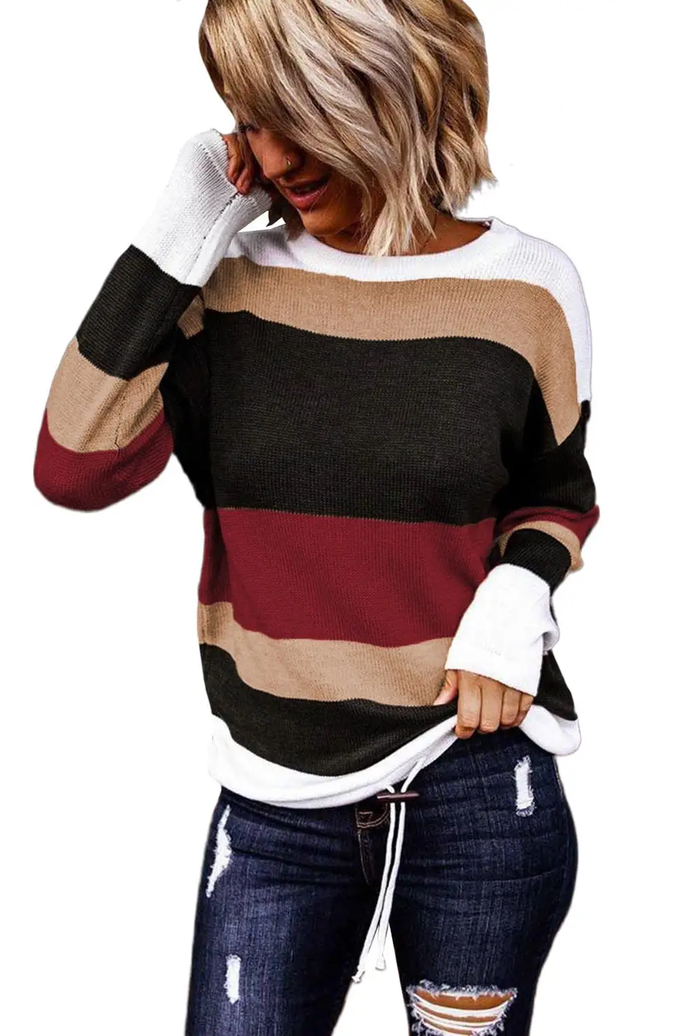 Orange/Red/Green Colorblock Knit Sweater Women Round Neck Pullover Style Autumn Winter Tops
Orange/Red/Green Colorblock Knit Sweater Women Round Neck Pullover Style Autumn Winter Tops