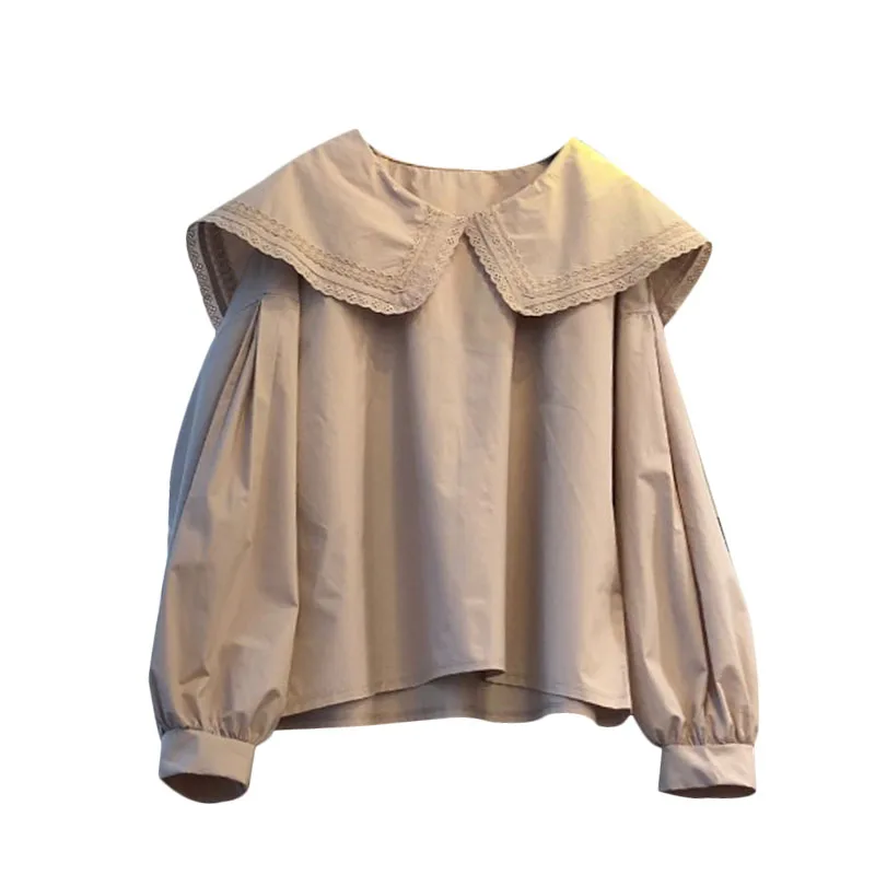 Spring Autumn Women's Blouses Korean Style Solid Color Wild Long-sleeved Top New Loose Lace Stitching Base Female Tops LL255
Spring Autumn Women's Blouses Korean Style Solid Color Wild Long-sleeved Top New Loose Lace Stitching Base Female Tops LL255