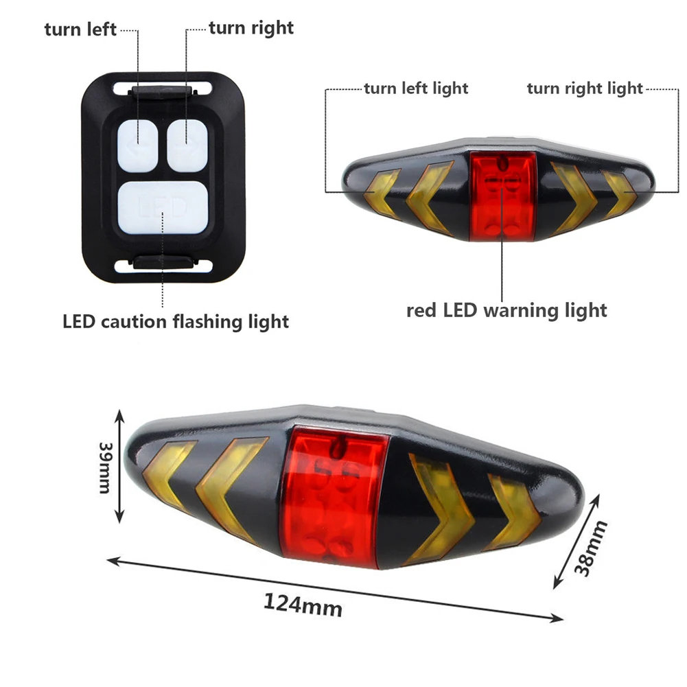 Durable waterproof bicycle turn signal wireless remote control mountain bike tail light flashing headlight
Durable waterproof bicycle turn signal wireless remote control mountain bike tail light flashing headlight
